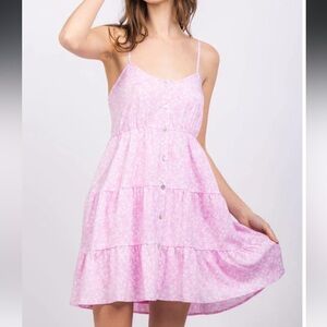 Pink Floral Button-Down Dress